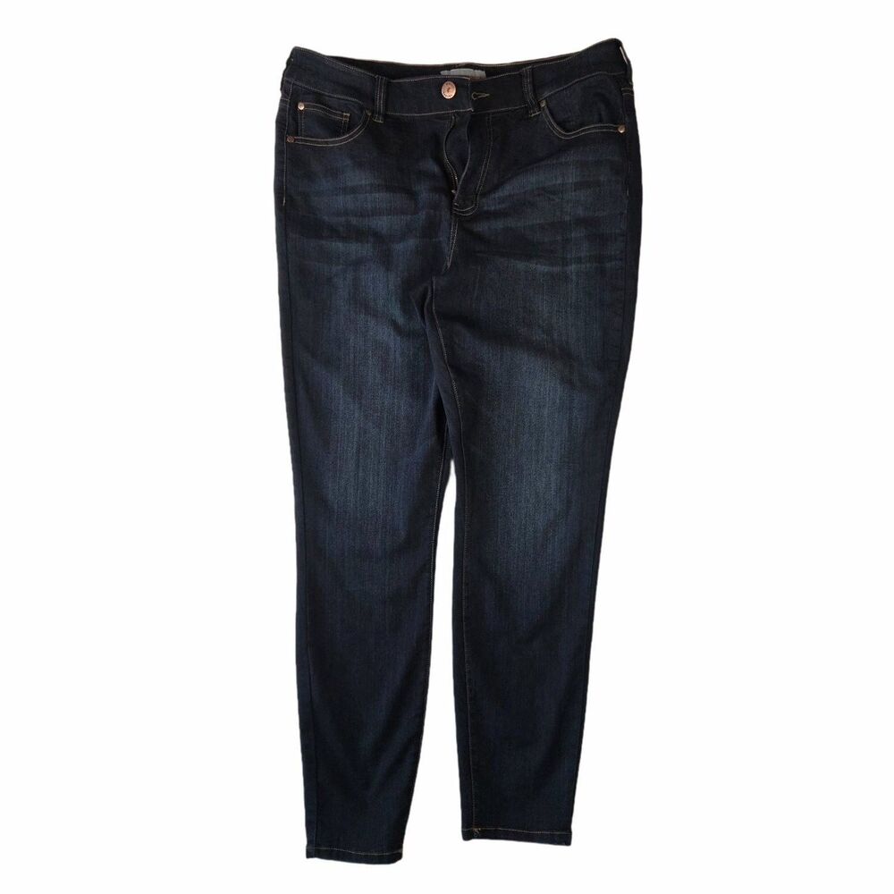 Molly & Isadora Jeans Mid-Rise Skinny Womens 16W Blue Embroidered Rayon Stretch